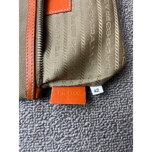 Authentic Prada Jacquard Pouch in Orange Brown Canvas and Leather Rare - Picture 16 of 16